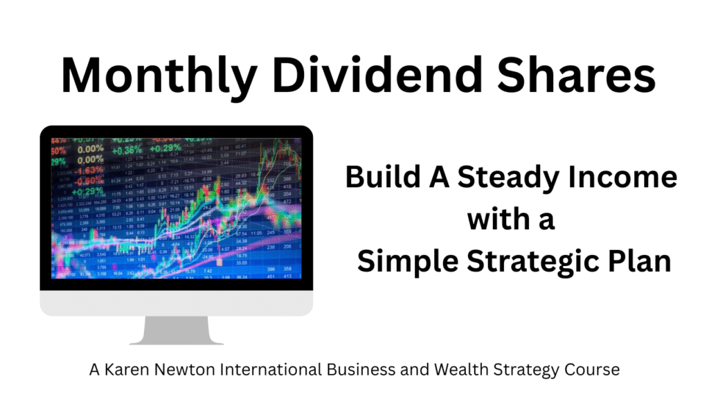 Karen Newton International training courses Monthly Dividend Share image of computer and text