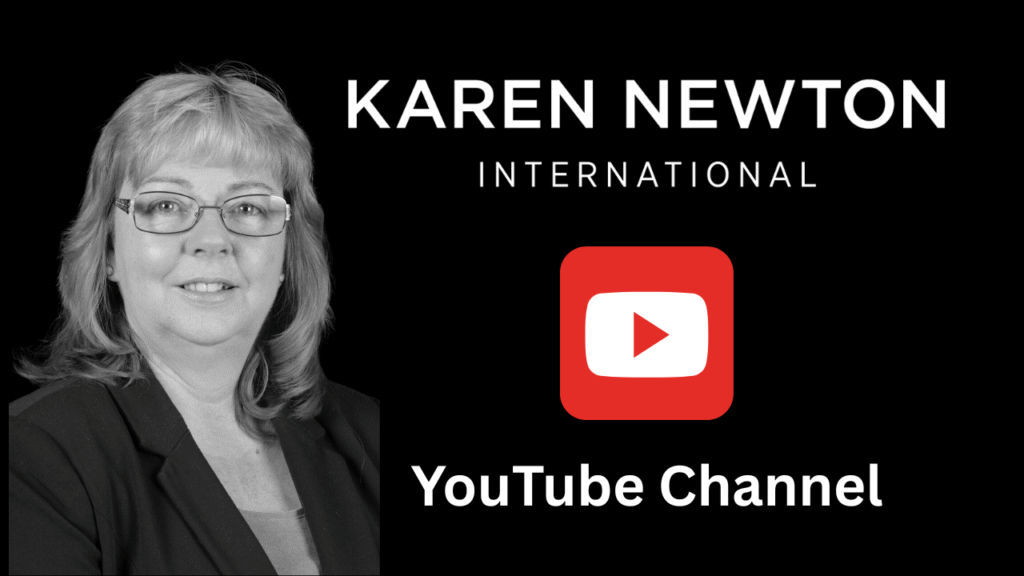 Karen Newton profile image with Karen Newton International logo and text YouTube Channel