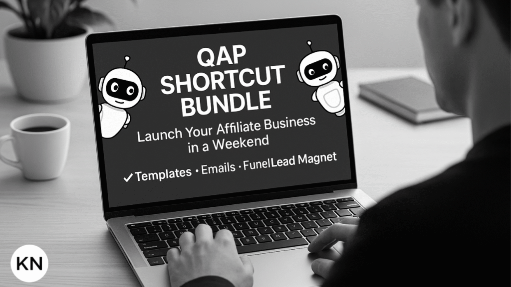 QAP Shortcut Bundle course image on a computer screen with Karen Newton International logo